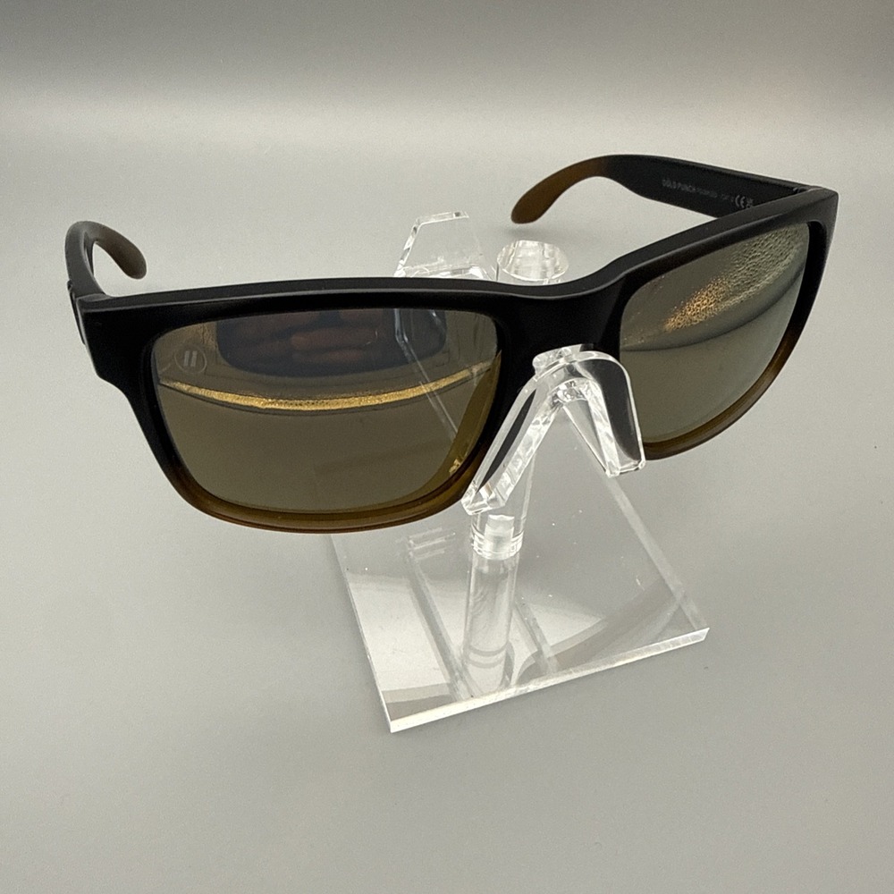 BLENDERS CANYON: GOLD PUNCH CAT. 3 POLARIZED SUNGLASSES BLACK FRAME MIRRORED LEN